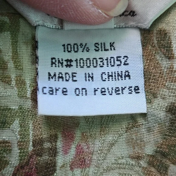 Vintage Citron Santa Monica Asian Floral V Neck Button Up Blouse Size 1X - Picture 3 of 11